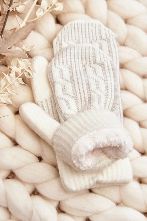 Ciepłe Rękawiczki Damskie Jednopalczaste Białe