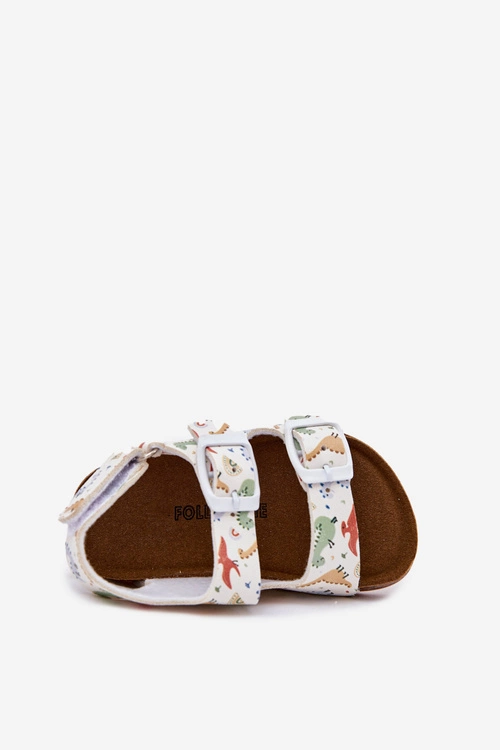 Dziecięce Sandałki Na Korkowej Podeszwie Z Klamrami Dinozaury Multikolor Thessa