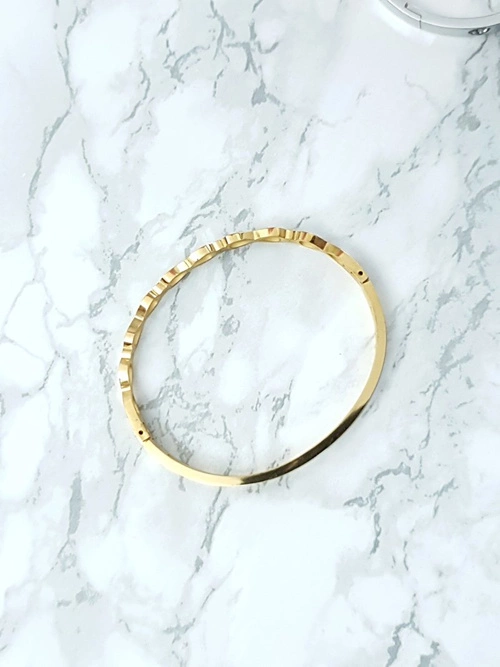 Damska Bransoleta Stalowa Z Cyrkonią Nieskończoność Złota Glam