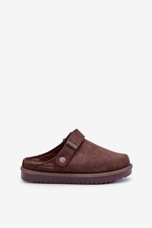 Ocieplane Kapcie Damskie Na Platformie Czekoladowe Neliel