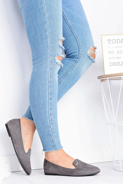 Baleriny Damskie Szare Zamszowe Neala