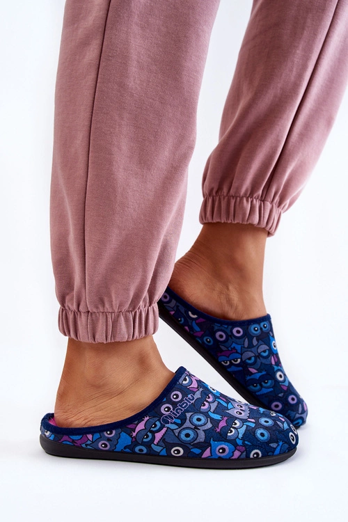 Domowe Klapki Papcie W Koty Inblu GF-12-004 Granatowe