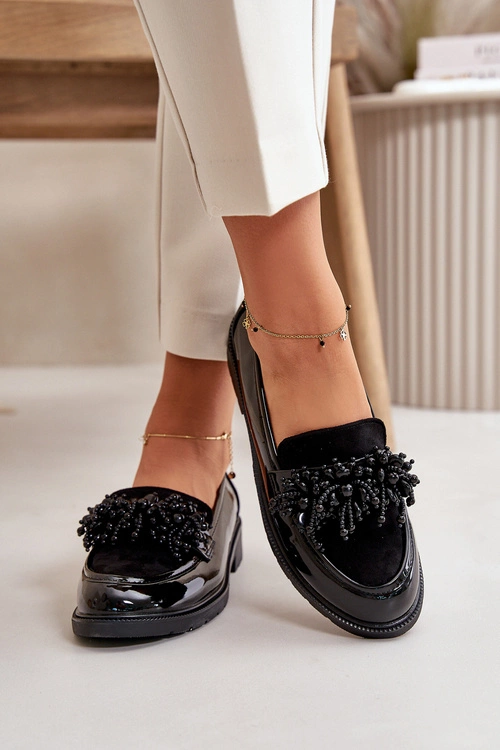Damskie Mokasyny Lakierowane S.Barski HY42-369 Czarne