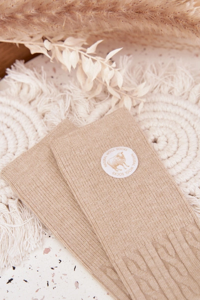 Długie Wełniane Skarpetki Damskie Beżowe