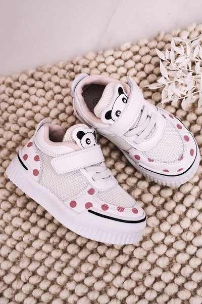 Dziecięce Sportowe Buty Z Pandą Biało Różowe Chico