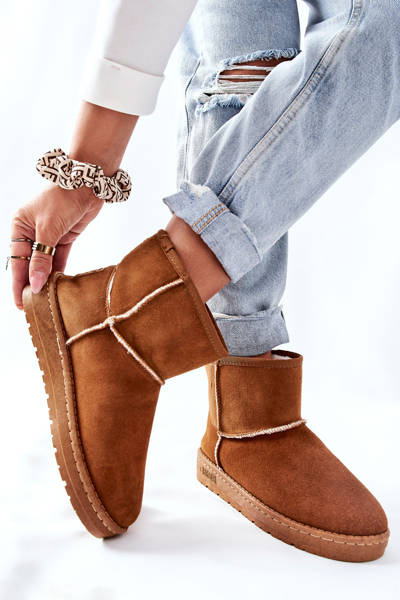 Damskie Skórzane Śniegowce Big Star II274441 Camel