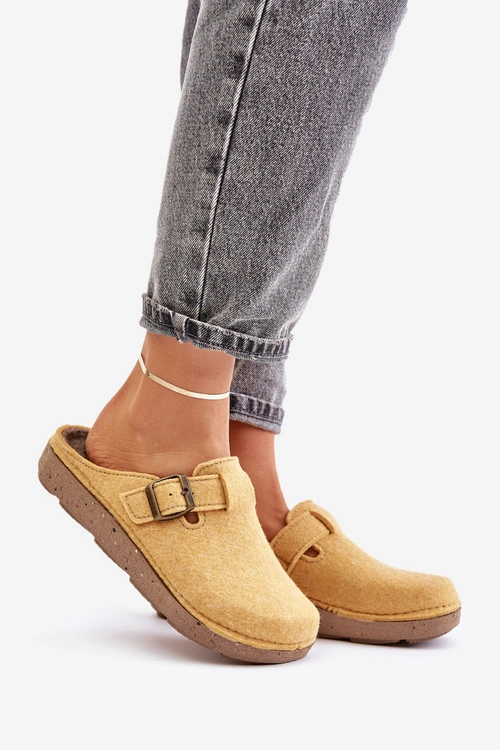 Wygodne Kapcie Damskie Z Klamrą Inblu ED000019 Żółte