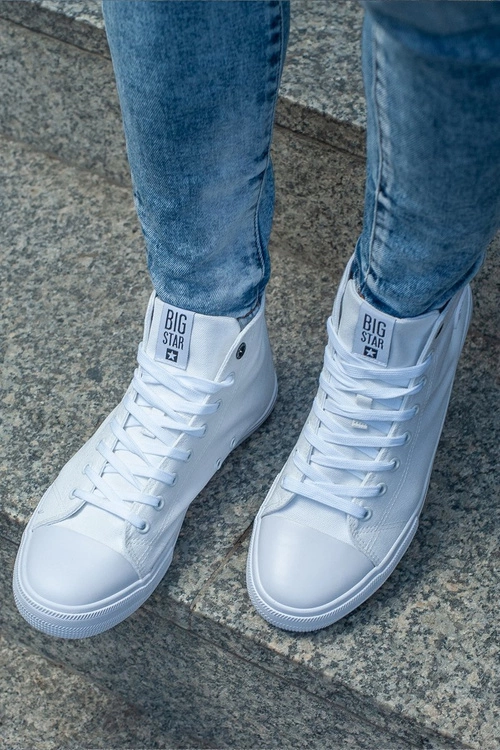Męskie Klasyczne Wysokie Trampki BIG STAR FF174551 Białe