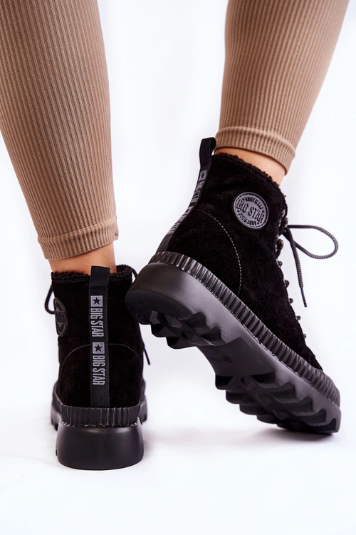 Zamszowe Ocieplane Botki Trapery Big Star KK274522 Czarne