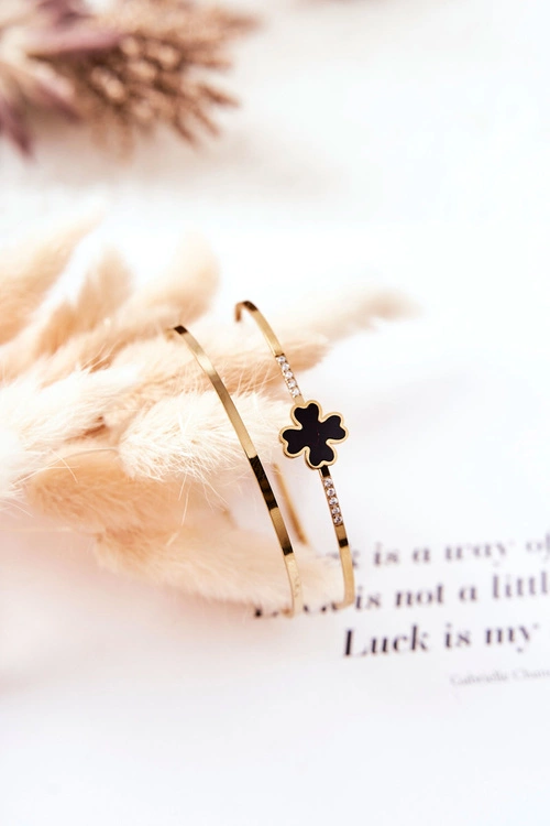 Bransoletki Stalowe Koniczyna Złoto-Czarne