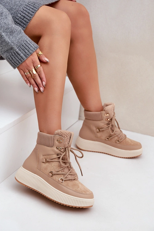 Niskie Śniegowce Na Platformie Brązowe Naliora