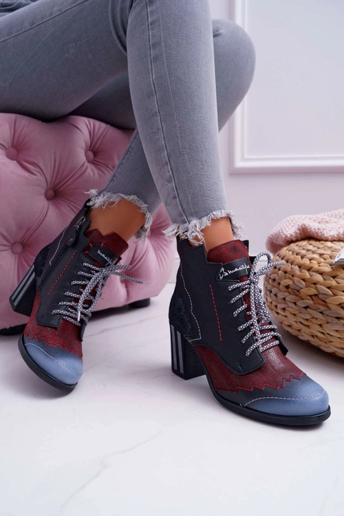 Botki Damskie Skórzane Trzewiki Maciejka Czarne 03190-01