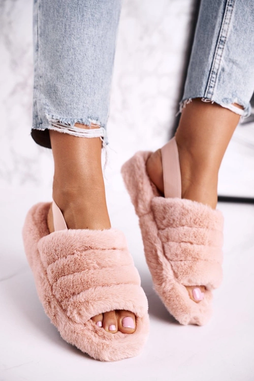 Papcie Damskie na Platformie Futrzane Pomarańczowe Snowflake