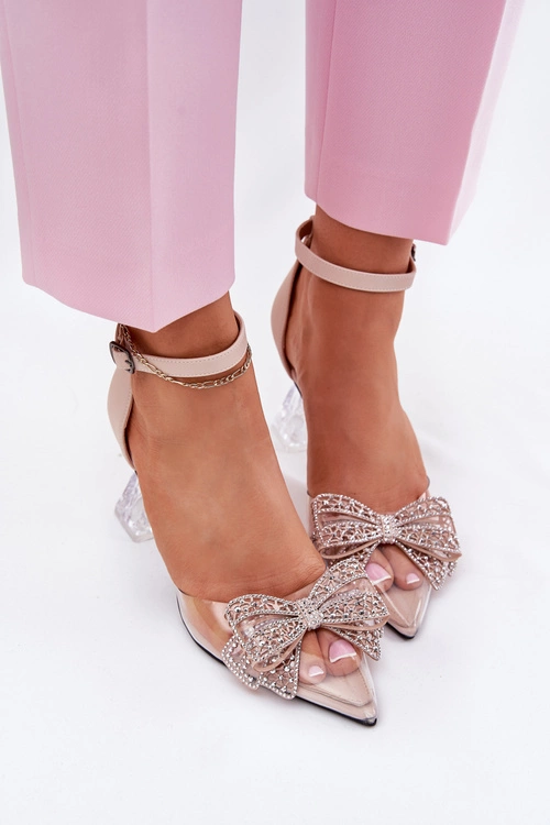 Eleganckie Czółenka Z Kokardą Vinceza 62212 Beżowe