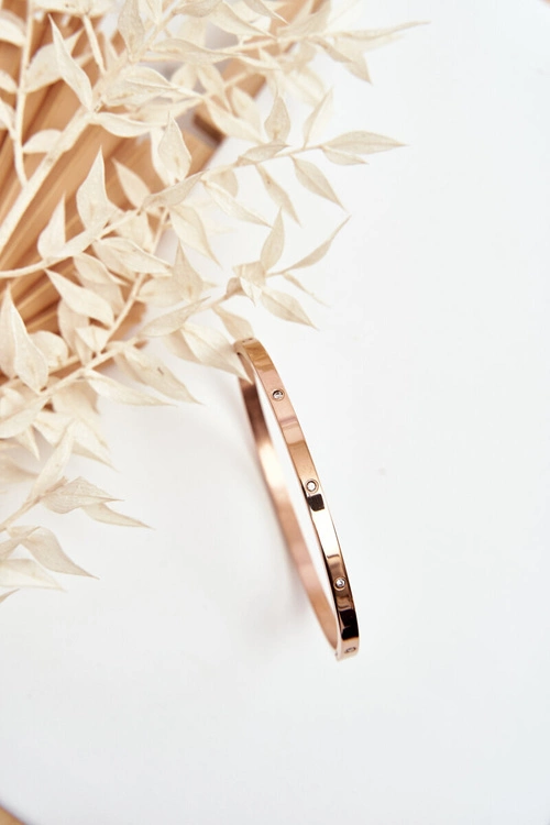 Bransoletka Stalowa Z Cyrkoniami Różowe Złoto Lauren