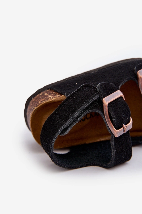 Sandałki Dziecięce Na Korkowej Platformie Zapinane Na Rzep Czarne Rorria