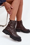Skórzane Botki Damskie Z Efektem Marszczenia I Klamrą Artiker 57C1007 Czekoladowe