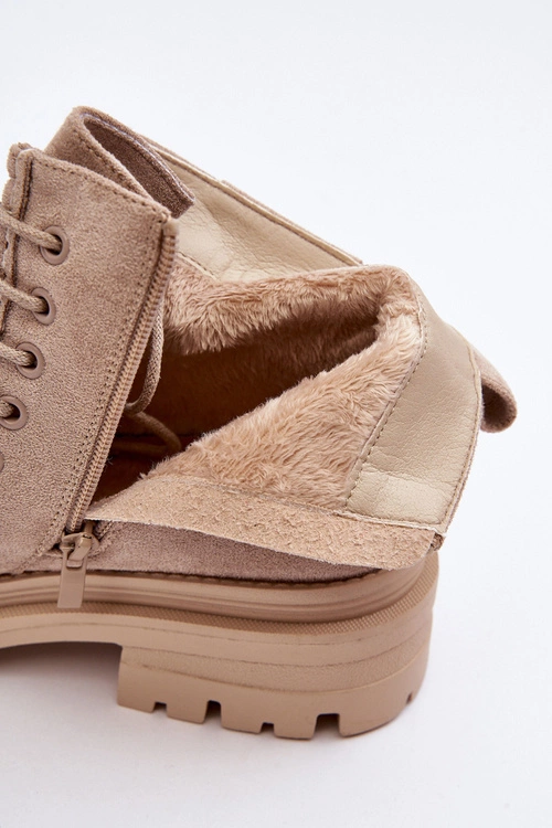 Damskie Botki Trapery Na Suwak Beżowe Apolosi