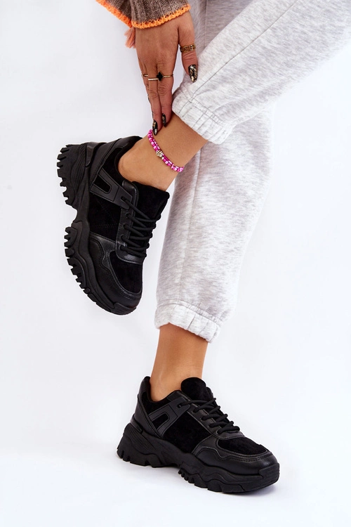 Modne Buty Sportowe Sneakersy Czarne Frezio