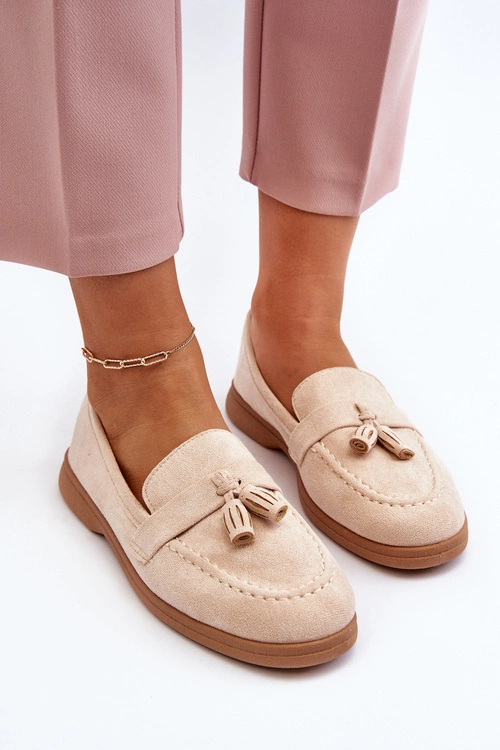 Damskie Zamszowe Mokasyny Beżowe Dansitu