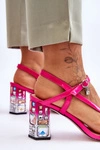 Lakierowane Sandałki Na Ozdobnym Słupku D&A CR-232 Fuksja 