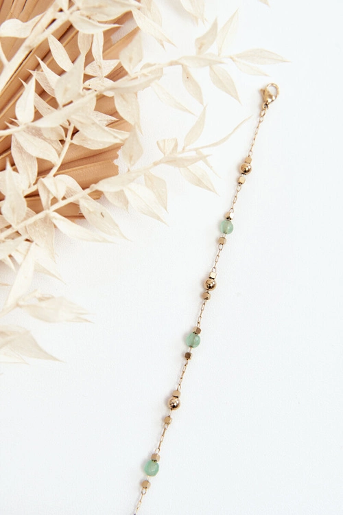 Klasyczna Bransoletka Z Zielonymi Koralikami Złota