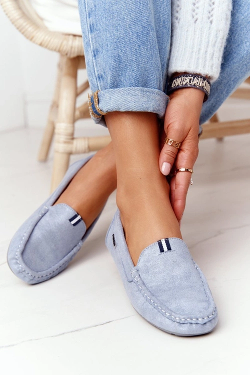 Damskie Zamszowe Mokasyny Niebieskie San Marino