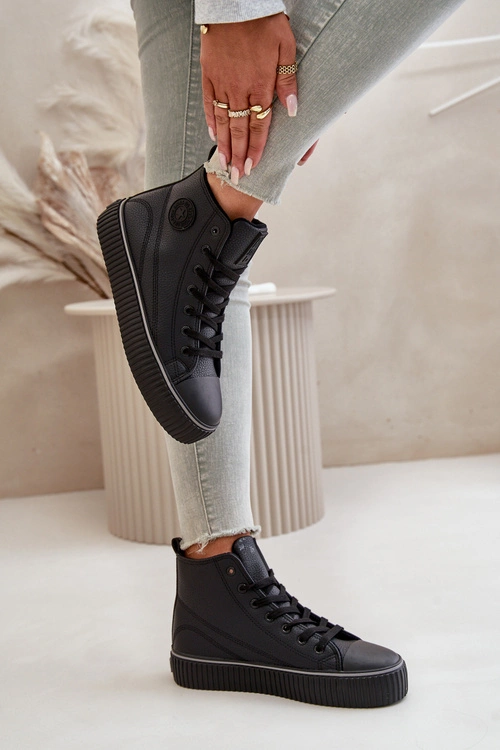 Damskie Ocieplane Trampki Z Eko Skóry Big Star OO274790 Czarne