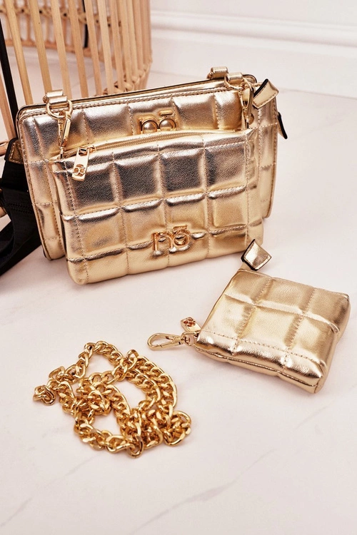 Wielofunkcyjna Pikowana Torebka Listonoszka NOBO NBAG-K1300 Złota