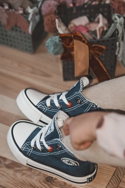 Dziecięce Wysokie Trampki Z Suwakiem BIG STAR HH374085 Granatowe