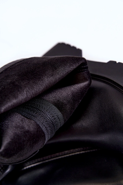 Damskie Skórzane Kozaki Na Platformie Czarne Aretha