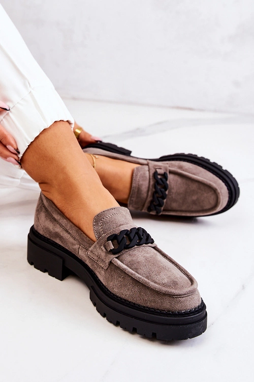 Zamszowe Półbuty Loafery La.Fi Szare Sapphira