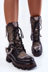 Skórzane Wysokie Botki Workery Maciejka 05586-01 Czarno-Szare