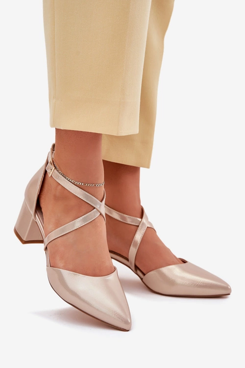 Czółenka Na Słupku Z Eko Skóry Sergio Leone SK830 Złote