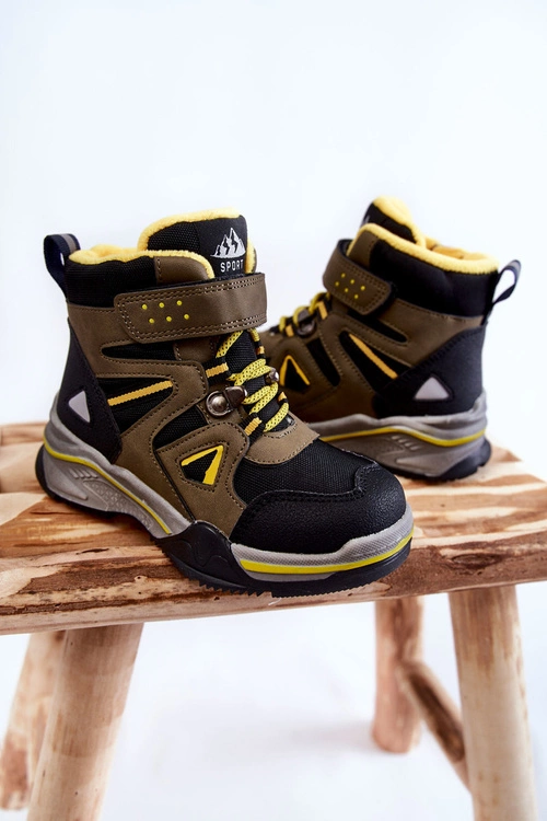 Dziecięce Botki Trapery Ocieplane Wełną Khaki Marco