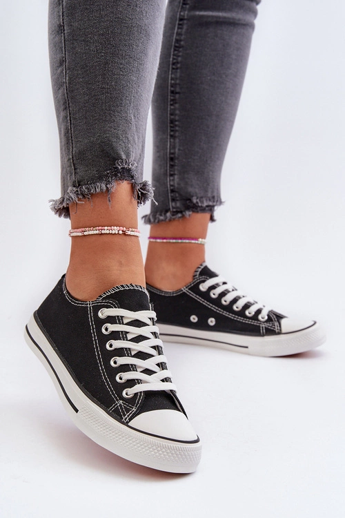 Trampki Damskie Klasyczne Niskie Czarne Caelira