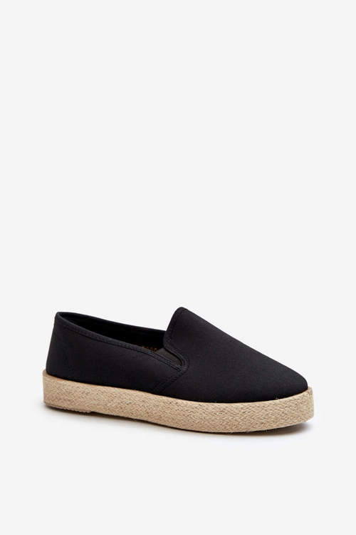 Espadryle Damskie Na Platformie Czarne Naloenma