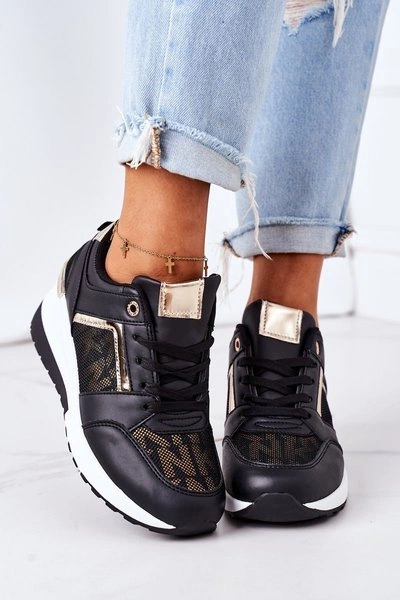 Sneakersy Na Koturnie Czarne Weekend