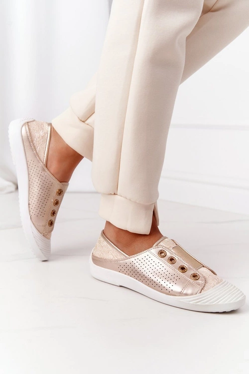 Damskie Trampki Z Koronką Lu Boo Złote