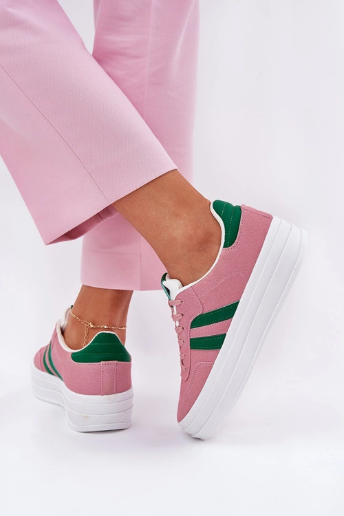 Stylowe Sneakersy Damskie Na Platformie Różowe Silavia