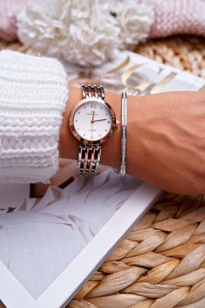 Damska Bransoleta Stalowa Z Cyrkoniami Srebrna Debi