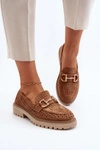 Mokasyny Damskie Ażurowe Z Ozdobą Camel Talesse