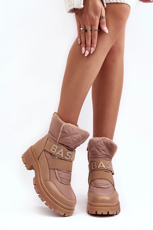 Damskie Śniegowce Na Suwak Ocieplane Beżowe Zeva