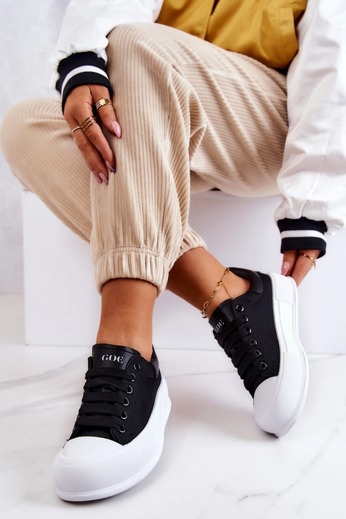 Damskie Trampki Na Platformie GOE JJ2N4073 Czarne