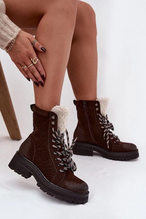 Botki Trapery Damskie Z Eko Skóry Czekoladowe Bellora