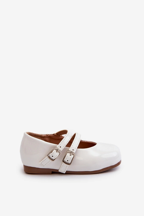 Lakierowane Balerinki Dziecięce Z Paseczkami Białe Margenis