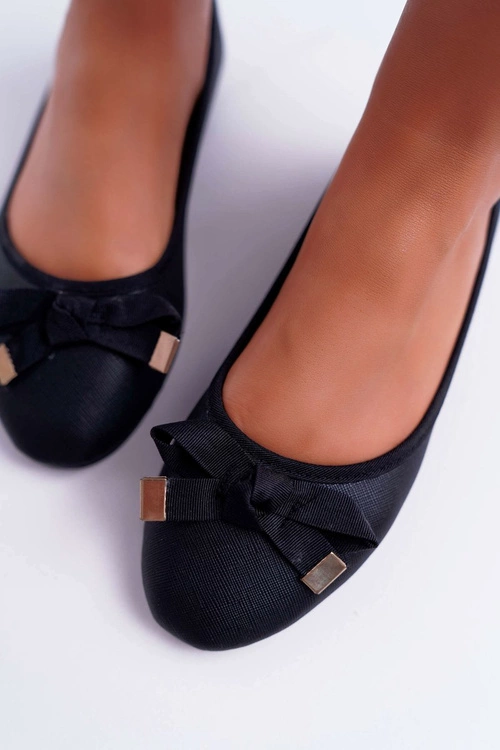 Baleriny Damskie Eleganckie Czarne LaDonna