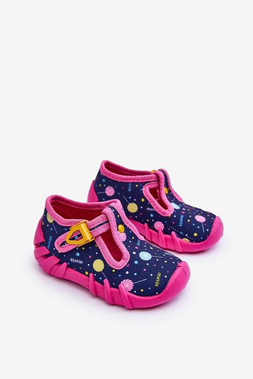 Buty Papcie Dziewczęce Befado 110P471 Różowo-Granatowe