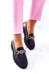 Damskie Półbuty Loafery Skórzane Czarne Laura Messi 2383