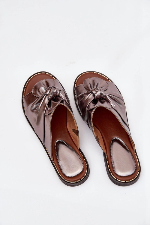 Klapki Damskie Na Płaskim Obcasie Grafitowe Nelvira